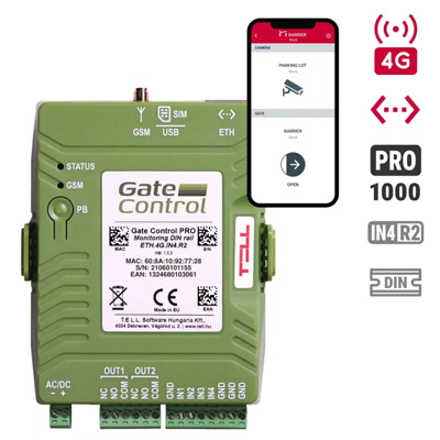 TELL Gate Control PRO 1000 Monitoring DIN rail - ETH.4G.IN4.R2 GSM kapunyitó